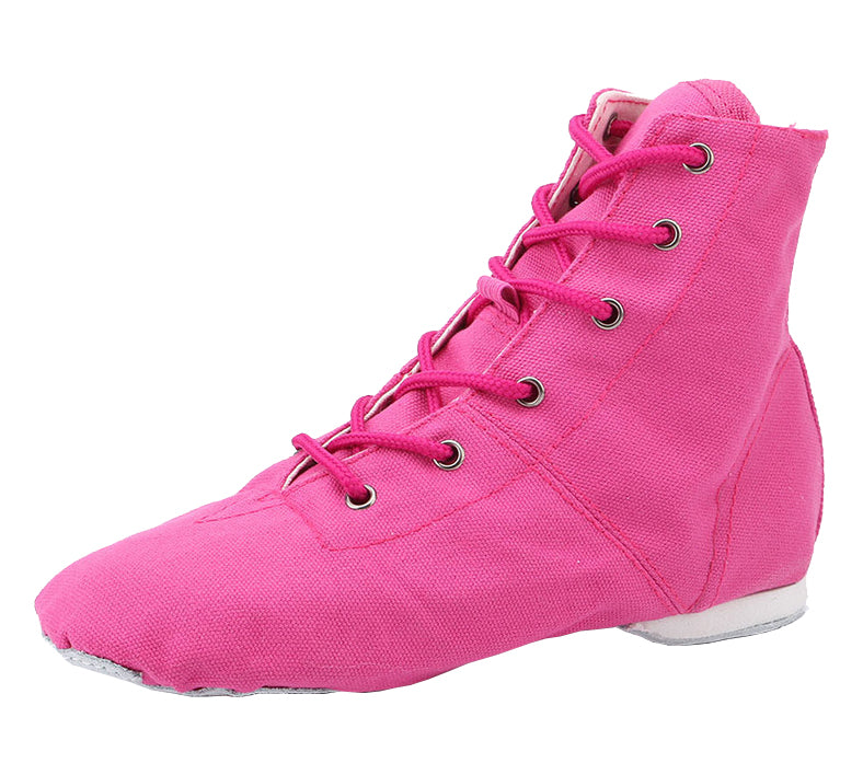 Womens Canvas Over The Ankle Jazz Dance Boots for Kids & Adult Lace-up Ballroom Modern Dance Flat