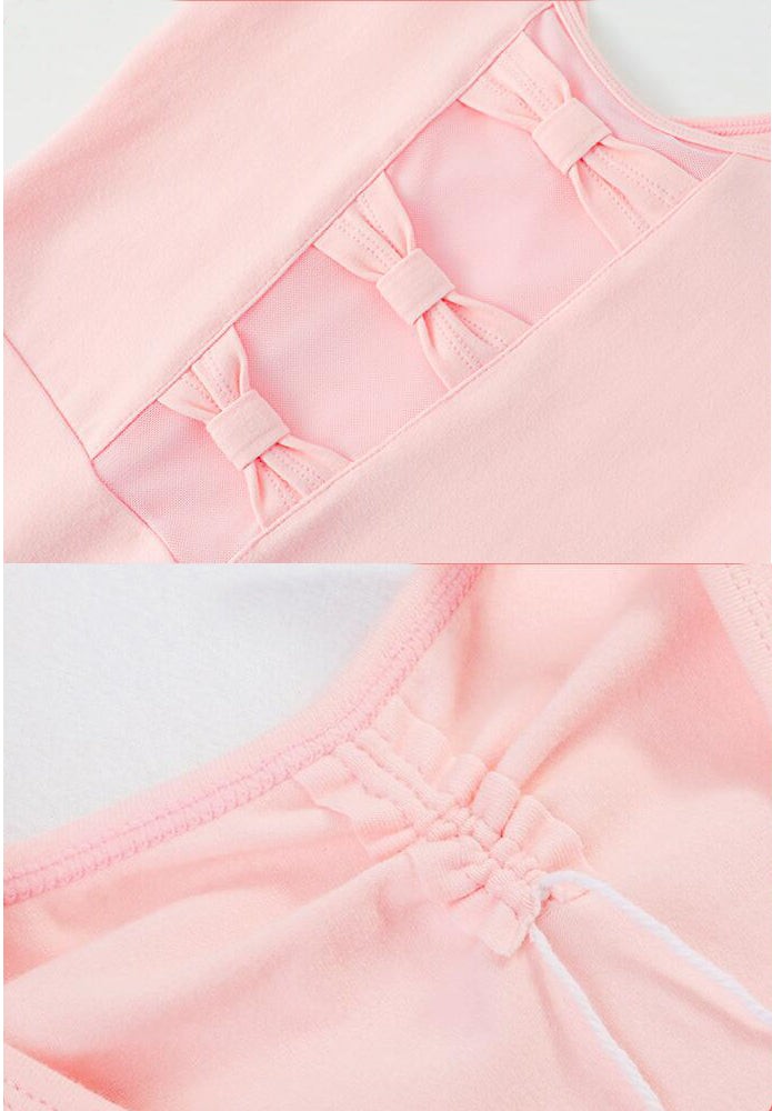 missfiona Girls Ballet Dance Leotards Bowknot Back Cotton Active Dancing wear Short Sleeves
