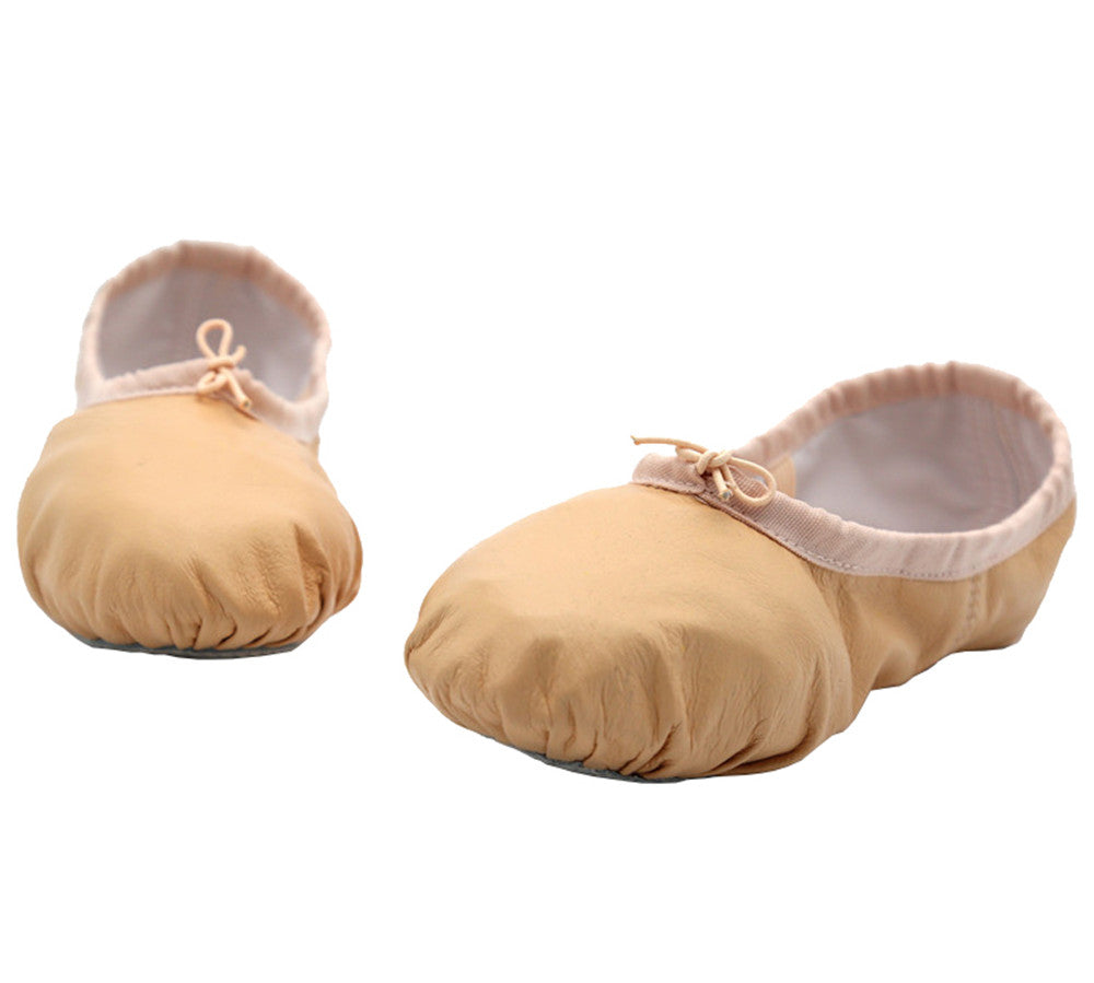 Girls Leather Ballet Shoes Dance Slippers Ballroom Practice Flat with Suede Split-Sole
