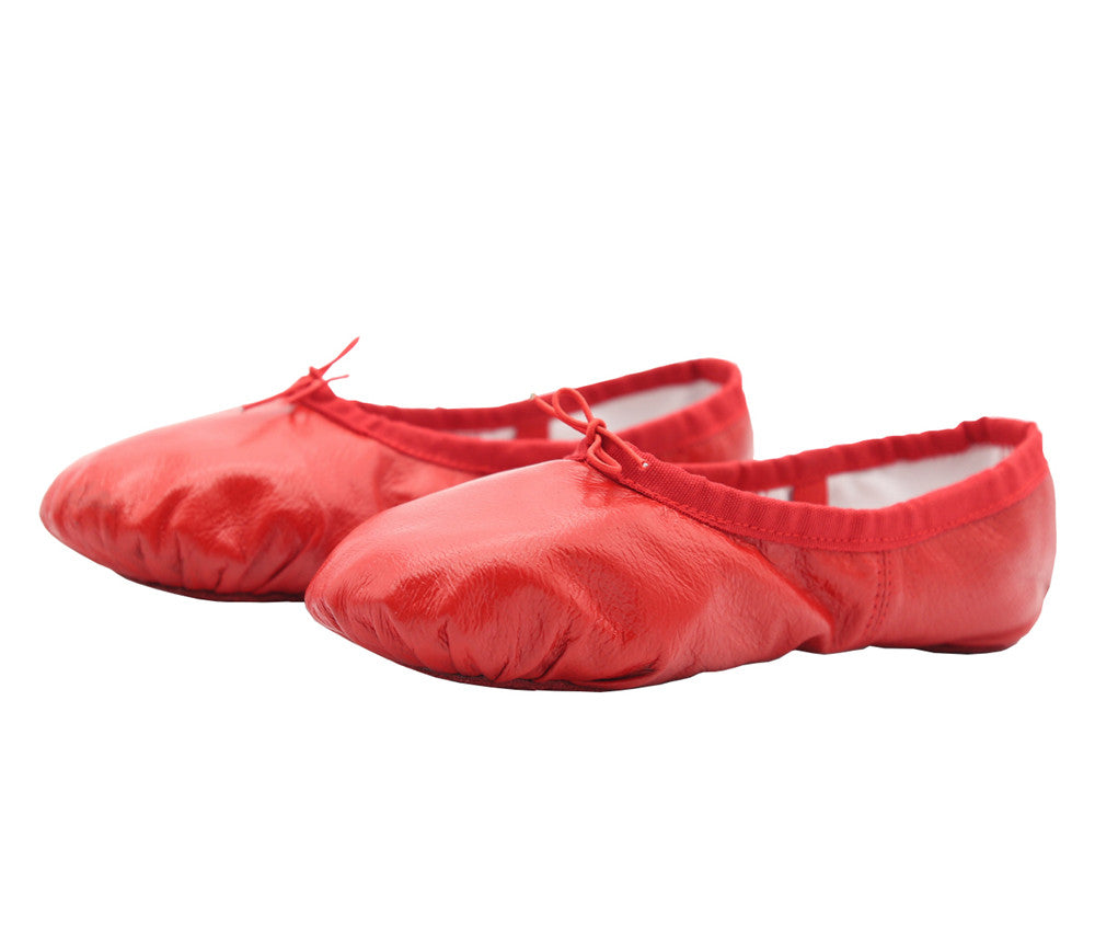 Girls Leather Ballet Shoes Dance Slippers Ballroom Practice Flat with Suede Split-Sole