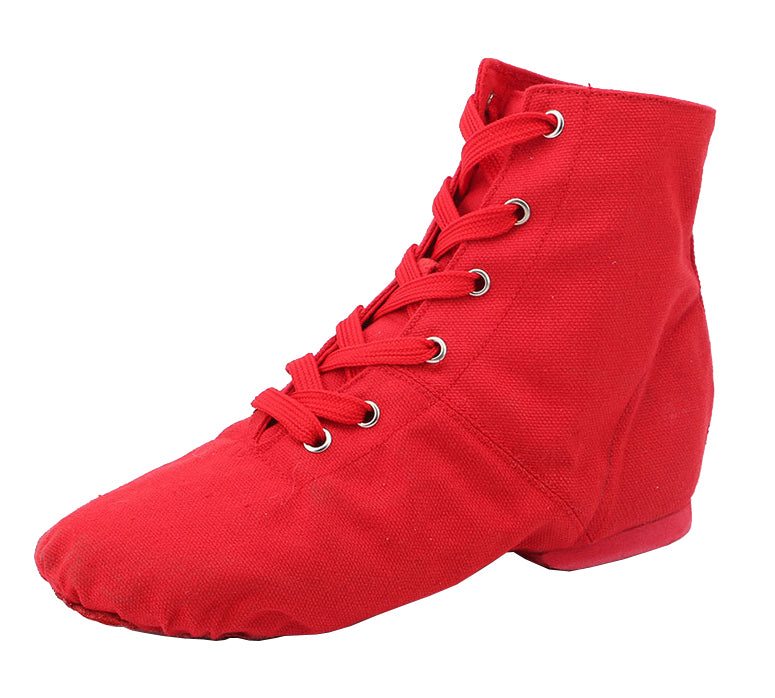 Womens Canvas Over The Ankle Jazz Dance Boots for Kids & Adult Lace-up Ballroom Modern Dance Flat
