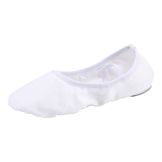 Womens Canvas Ballet Dance Shoes Elastic Band Dance Slippers Belly Flat with Split Sole