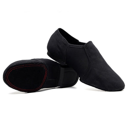 missfiona Womens Slip-on Jazz Shoes Canvas Modern Dance Boots with Rubber Sole