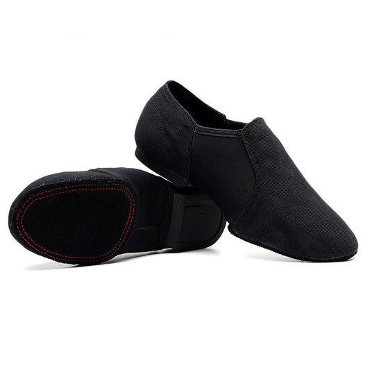 missfiona Womens Slip-on Jazz Shoes Canvas Modern Dance Boots with Rubber Sole