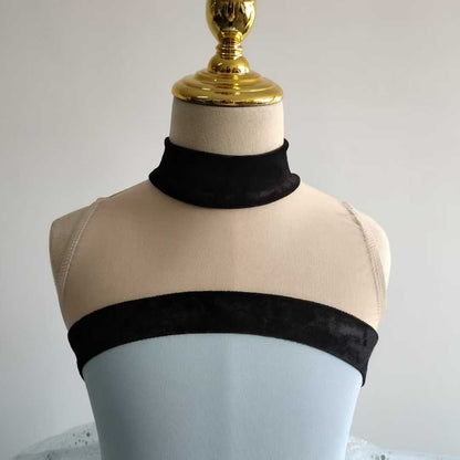 Girls High Neck Ballet Leotard Cutout Mesh Back Dance Leoard Dress Set Activewear