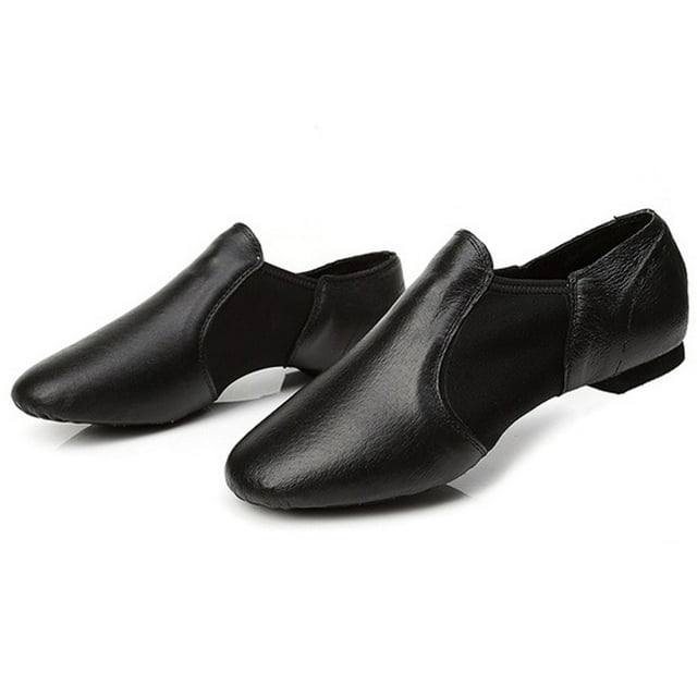 Missfiona PU Leather Jazz Shoes for Girls and Boys Slip-On Dance Shoes for Little Kid/Big Kid