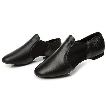 Missfiona PU Leather Jazz Shoes for Girls and Boys Slip-On Dance Shoes for Little Kid/Big Kid
