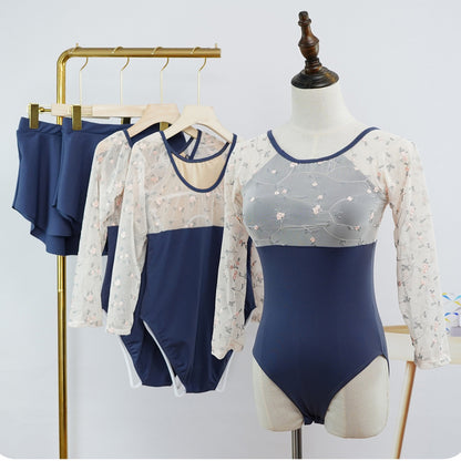 2025 Embroidery Two Tone Dance Ballet Leotard for Toddler Girls Long Sleeved Dance Bellerina Dress Outfits
