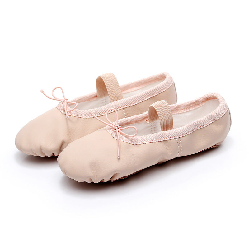Womens Single Band Ballet Shoes PU Leather Full Sole Dance Slippers Ballroom Flat