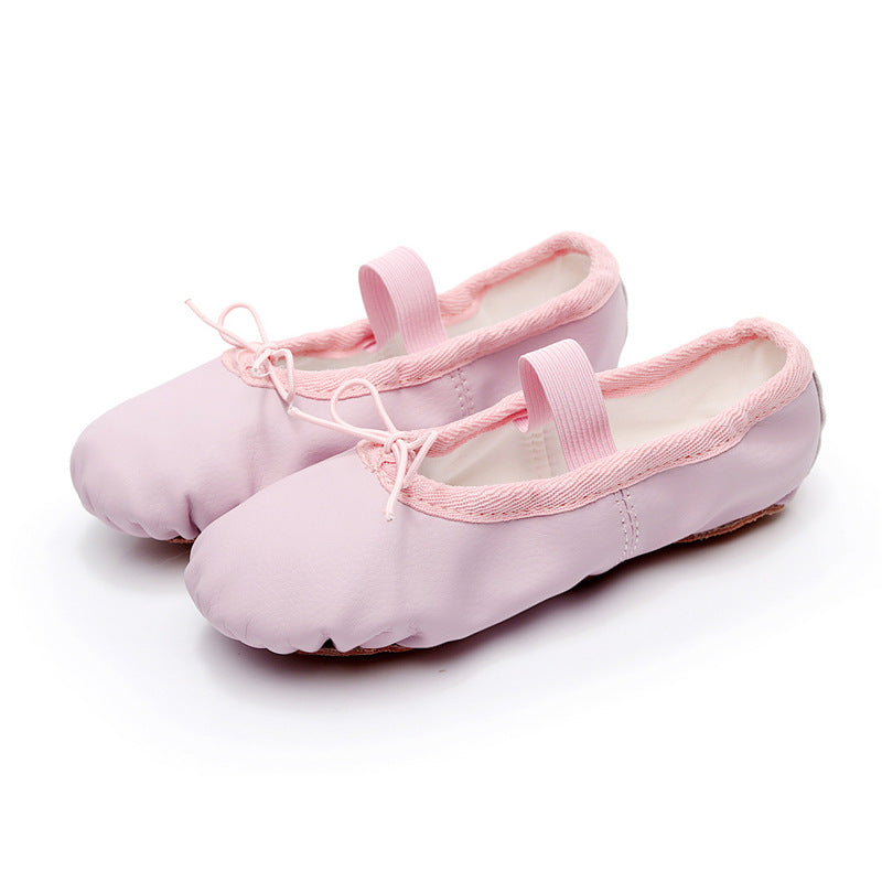 Womens Single Band Ballet Shoes PU Leather Full Sole Dance Slippers Ballroom Flat