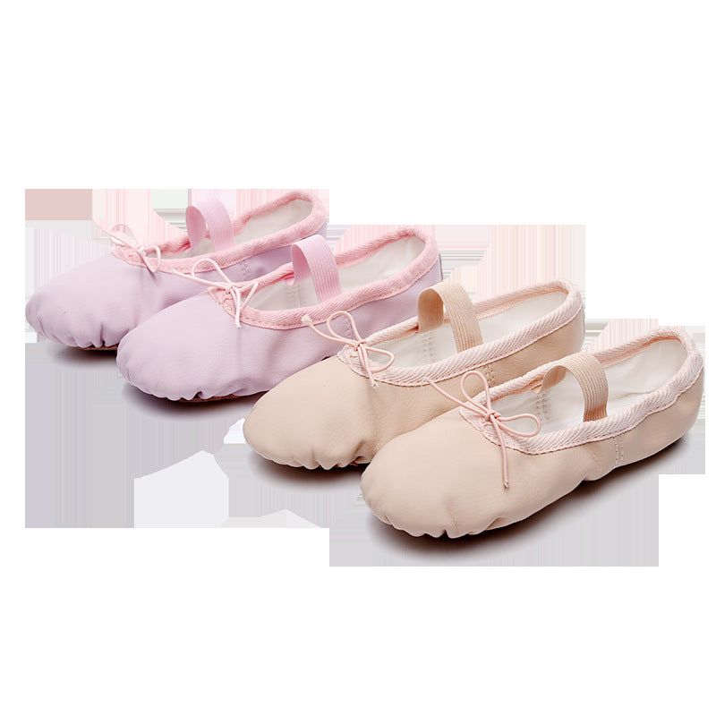 Womens Single Band Ballet Shoes PU Leather Full Sole Dance Slippers Ballroom Flat