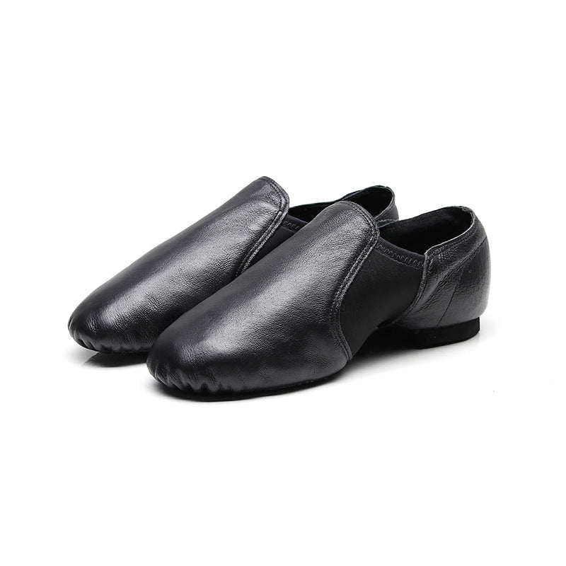 missfiona Leather Jazz Shoes Womens Slip On Dance Boots Ballroom Flat for Kids/Men