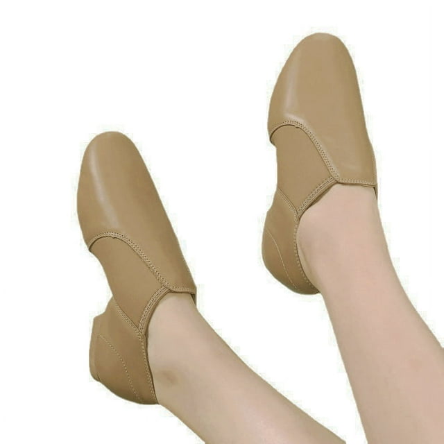 Missfiona PU Leather Jazz Shoes for Girls and Boys Slip-On Dance Shoes for Little Kid/Big Kid