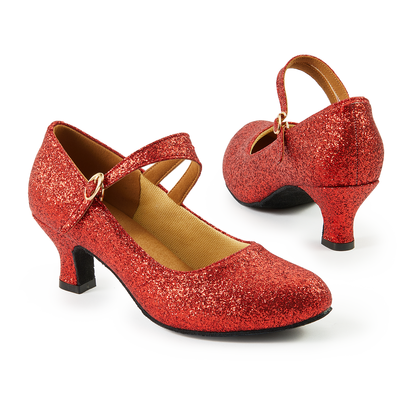 Women's Glitter Latin Ballroom Dance Shoes Pointed-Toe Y Strap Dancing Heels