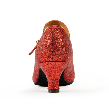Women's Glitter Latin Ballroom Dance Shoes Pointed-Toe Y Strap Dancing Heels