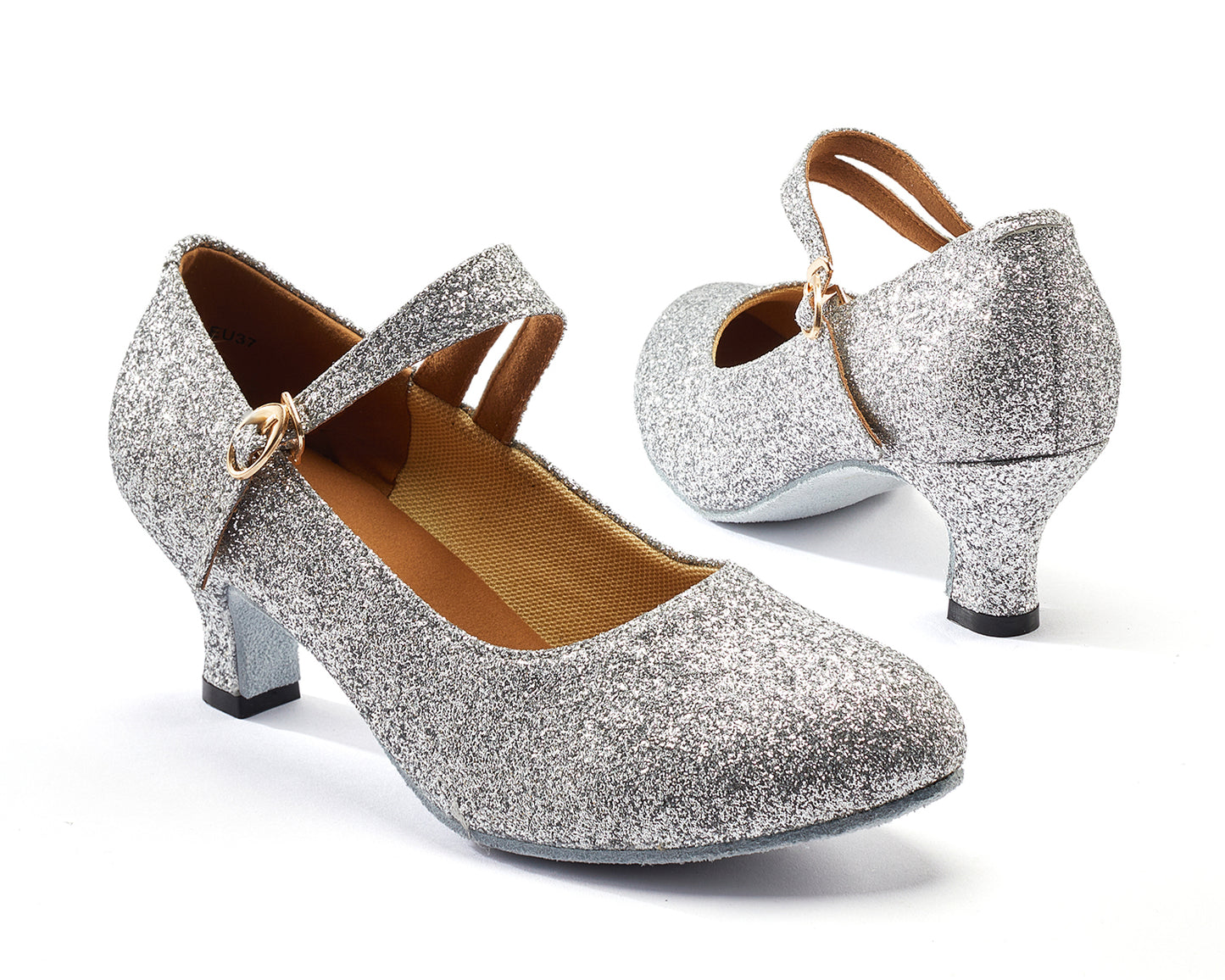 Women's Glitter Latin Ballroom Dance Shoes Pointed-Toe Y Strap Dancing Heels