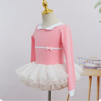 2 Pieces Long Sleeve Dance Ballet Tutu Leotard Dress Ballerina Outfit for Girls Toddler