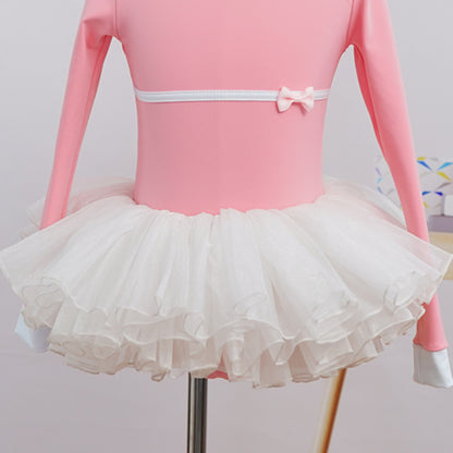 2 Pieces Long Sleeve Dance Ballet Tutu Leotard Dress Ballerina Outfit for Girls Toddler