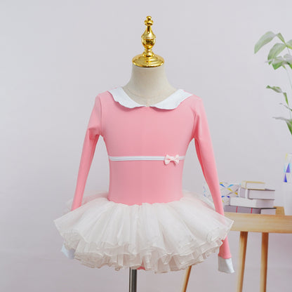 2 Pieces Long Sleeve Dance Ballet Tutu Leotard Dress Ballerina Outfit for Girls Toddler