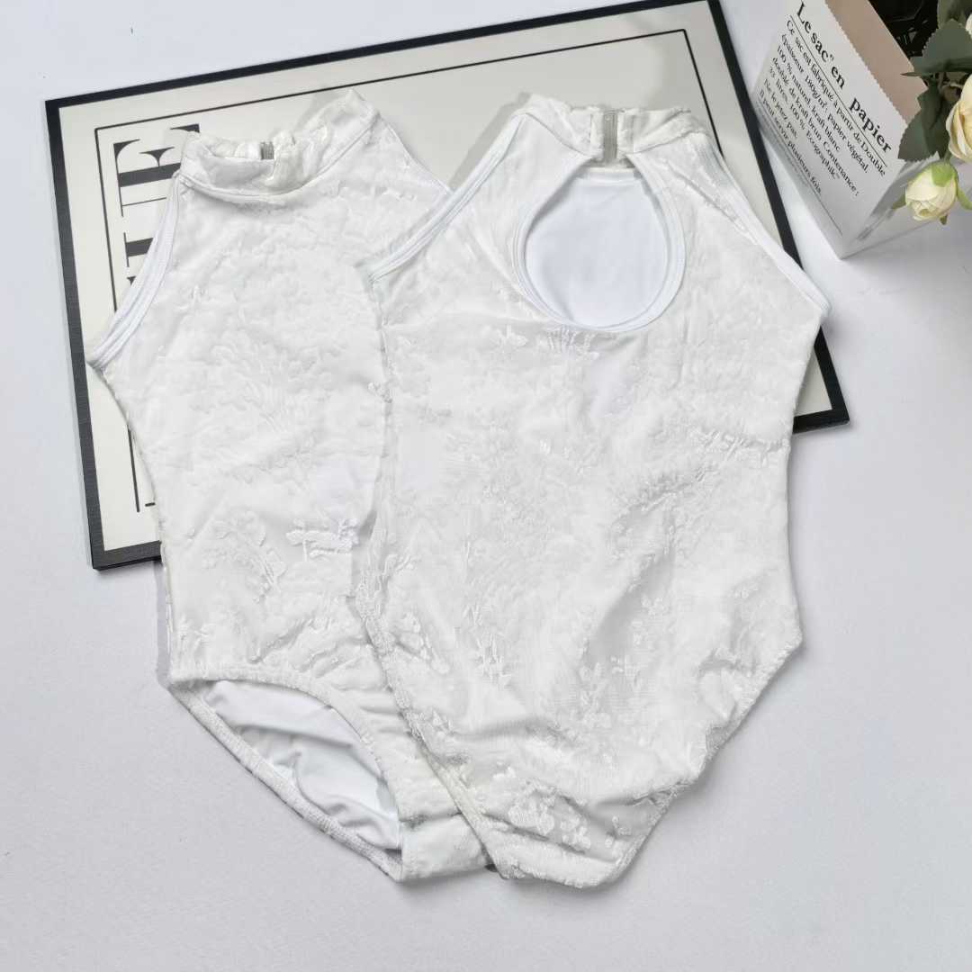 Girls White Lace Ballet Leotard Kids High Neck Tutu Dance Leotard Princess Dress