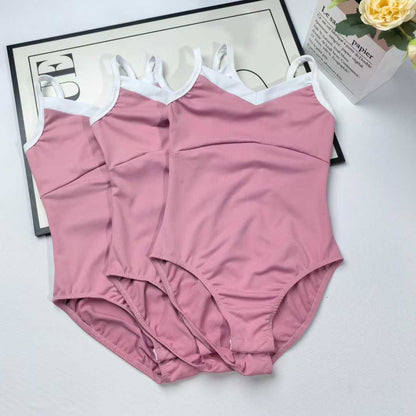 Contrast Color White Pink Ballet Leotards for Girls Toddler Dance Leotard Ballerina Dresses Outfit