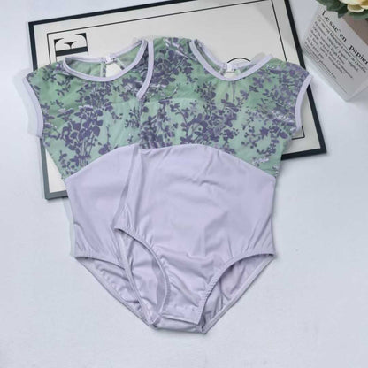 New Trendy Sleeveless Floral Printing Dance Ballet Leotard Ballerina Girls Dance Wear
