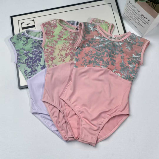New Trendy Sleeveless Floral Printing Dance Ballet Leotard Ballerina Girls Dance Wear