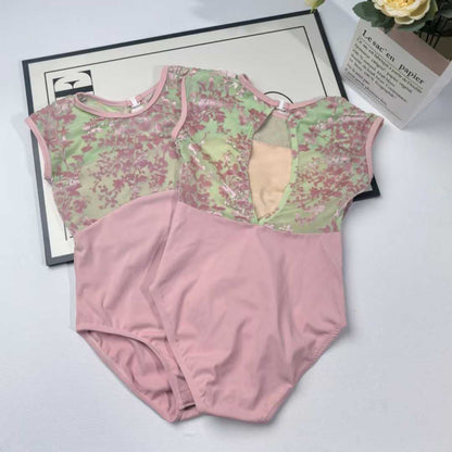 New Trendy Sleeveless Floral Printing Dance Ballet Leotard Ballerina Girls Dance Wear