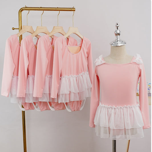 Leotard for Girls Long Sleeve Ballet Dress Toddler Dance Leotard with Skirt Kids Gymnastics Outfit