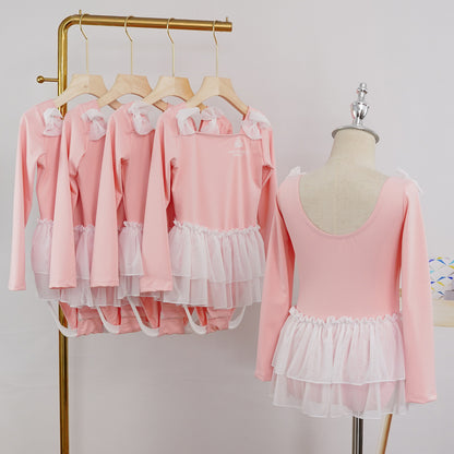 Leotard for Girls Long Sleeve Ballet Dress Toddler Dance Leotard with Skirt Kids Gymnastics Outfit