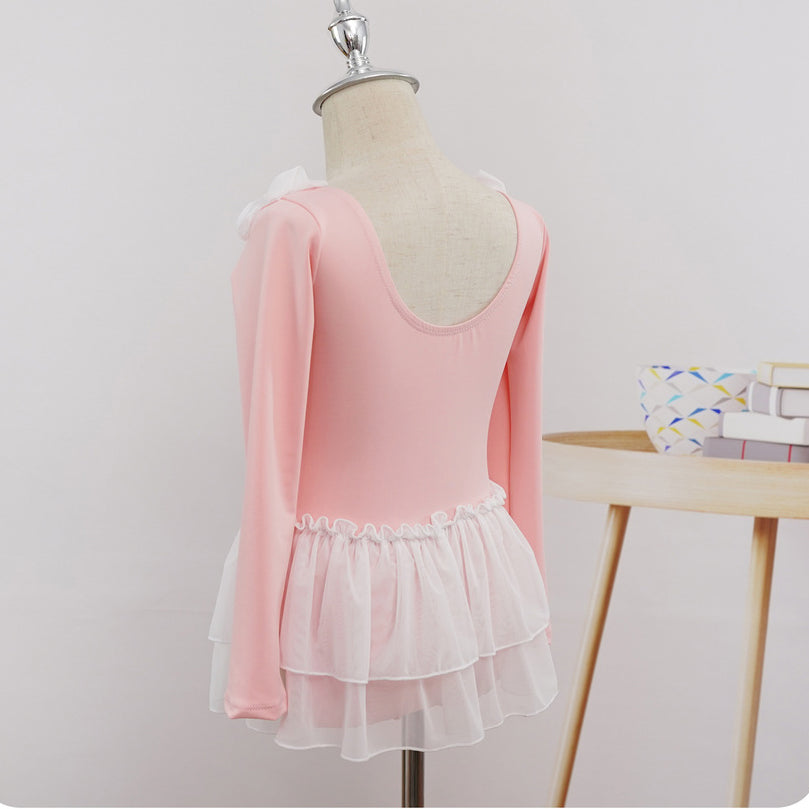 Leotard for Girls Long Sleeve Ballet Dress Toddler Dance Leotard with Skirt Kids Gymnastics Outfit