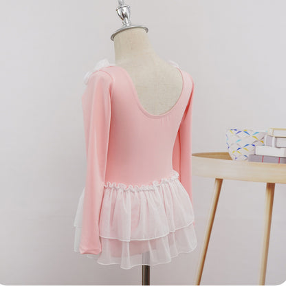 Leotard for Girls Long Sleeve Ballet Dress Toddler Dance Leotard with Skirt Kids Gymnastics Outfit