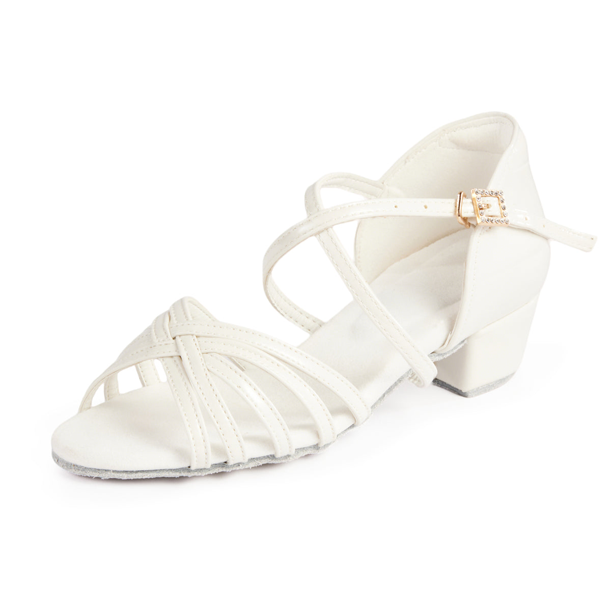 missfiona Beginner Ballroom Dancing Shoes for Girls & Women Pu Leather Straps Latin/Salsa/Tango Low Heels