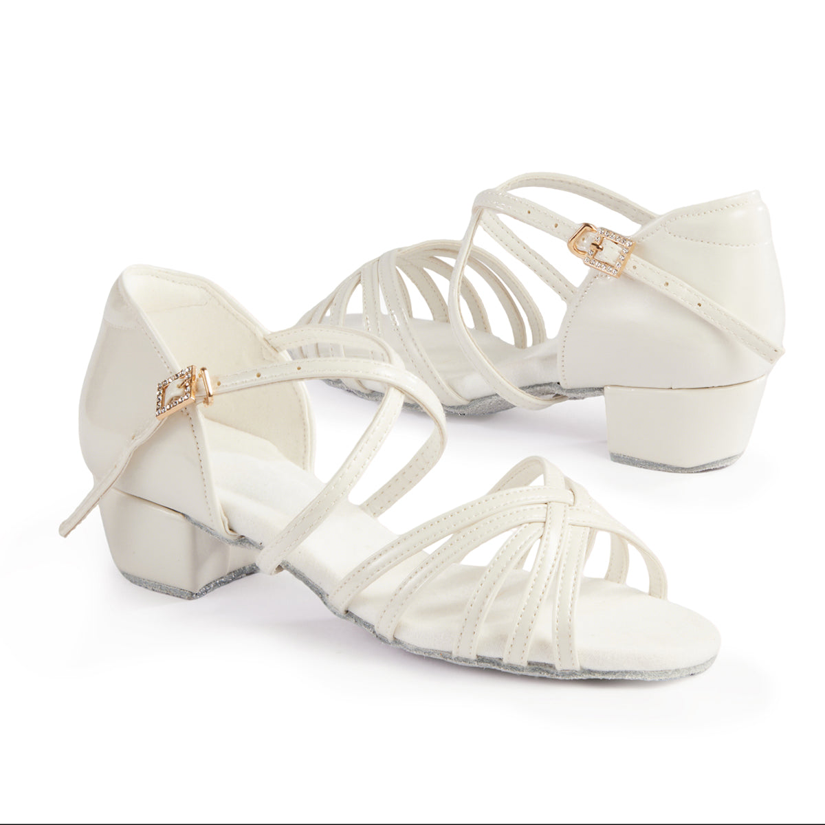missfiona Beginner Ballroom Dancing Shoes for Girls & Women Pu Leather Straps Latin/Salsa/Tango Low Heels