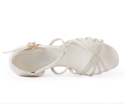 missfiona Beginner Ballroom Dancing Shoes for Girls & Women Pu Leather Straps Latin/Salsa/Tango Low Heels