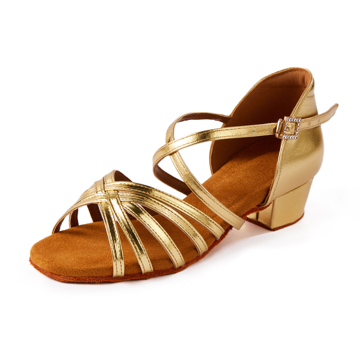 missfiona Beginner Ballroom Dancing Shoes for Girls & Women Pu Leather Straps Latin/Salsa/Tango Low Heels