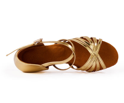 missfiona Beginner Ballroom Dancing Shoes for Girls & Women Pu Leather Straps Latin/Salsa/Tango Low Heels