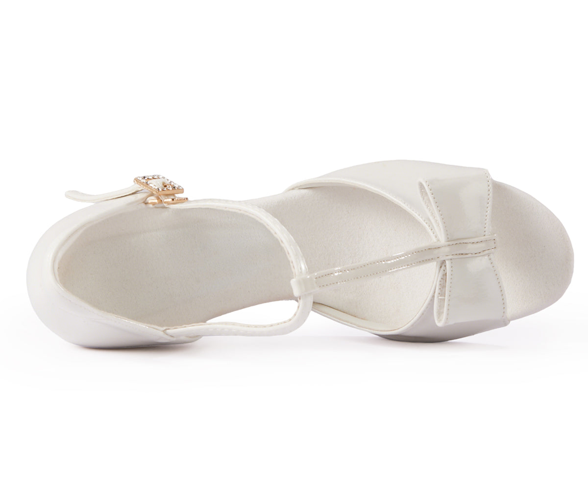 missfiona Kids White Latin Dance Shoes with Suede Sole Girls Womens Bowknot T-strap Beginner Salsa Shoes