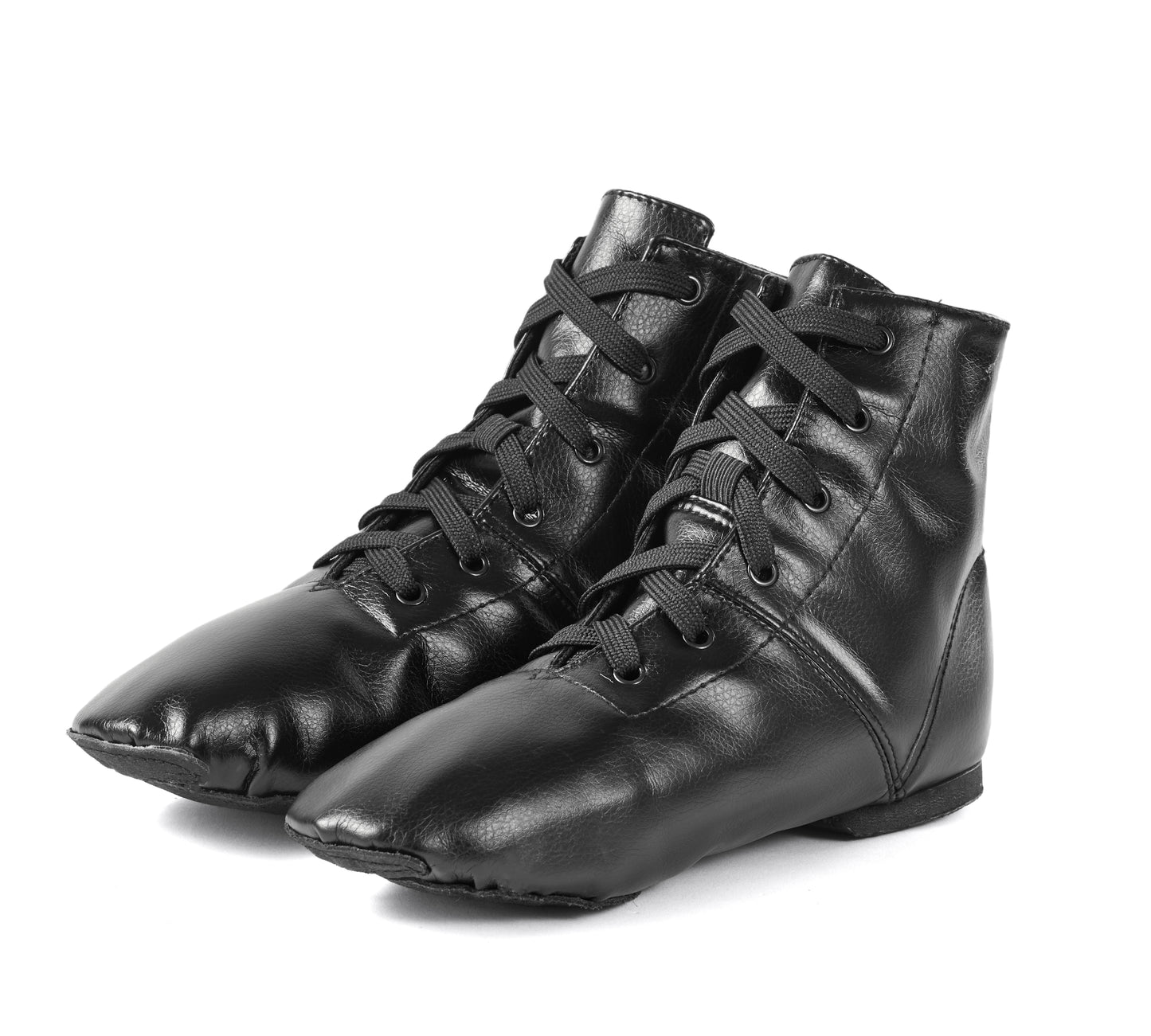 missfiona Jazz Shoes for Woman PU Leather Kids Dance Boots Split Sole Ballroom Dancing Flat