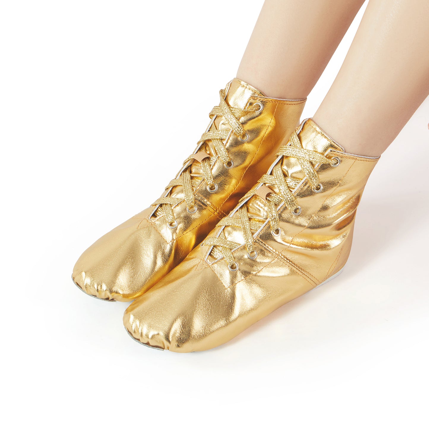missfiona Jazz Shoes for Woman PU Leather Kids Dance Boots Split Sole Ballroom Dancing Flat