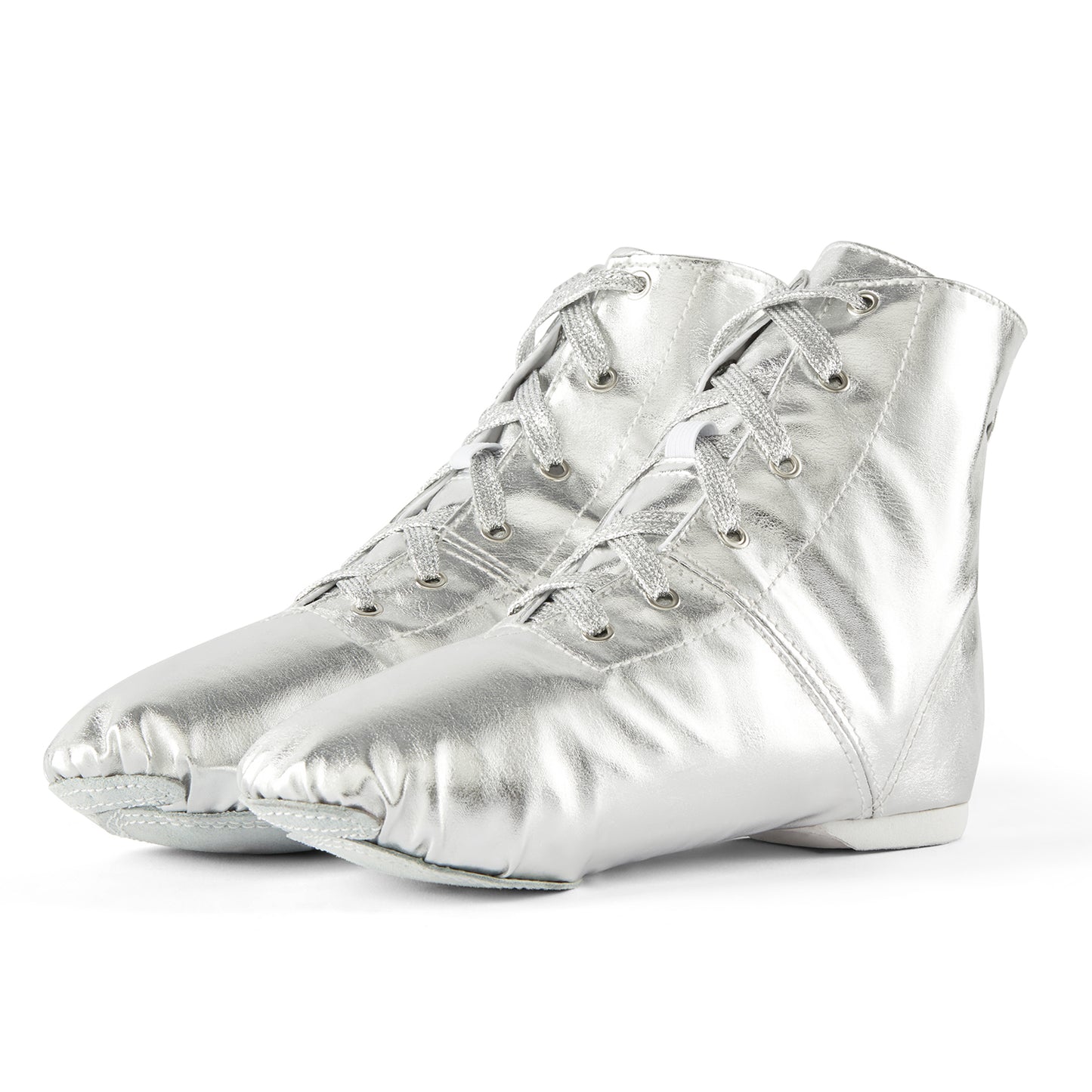 missfiona Jazz Shoes for Woman PU Leather Kids Dance Boots Split Sole Ballroom Dancing Flat
