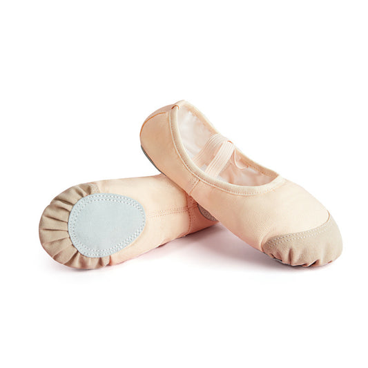 missfiona Girls Leather Toe Ballet Shoes Canvas Ballet Dance Slippers for Toddler/Kids/Women