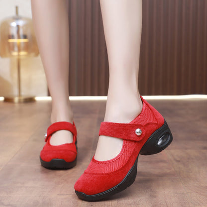 missfiona Womens Mary Jane Dance Sneakers Thick sole Walking Shoes with Air Cushion Platform