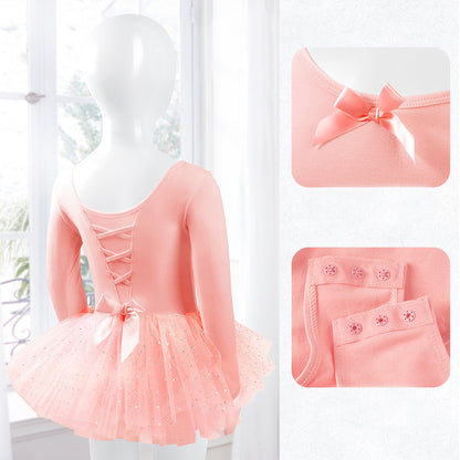 Girls Sparkle Ballet Dance Dress Tutu Skirt Leotard Glitter Ballerina Outfit Activewear Cloth