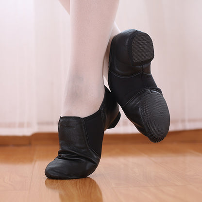 missfiona Leather Jazz Shoes Womens Slip On Dance Boots Ballroom Flat for Kids/Men