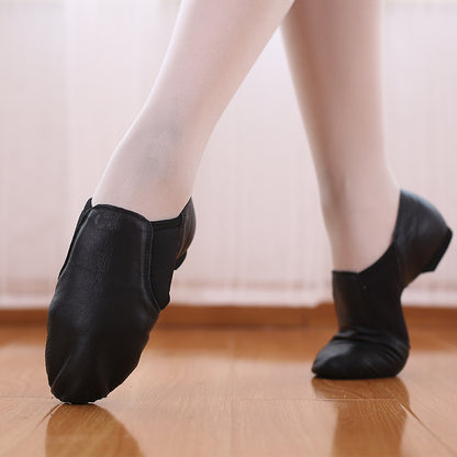missfiona Leather Jazz Shoes Womens Slip On Dance Boots Ballroom Flat for Kids/Men