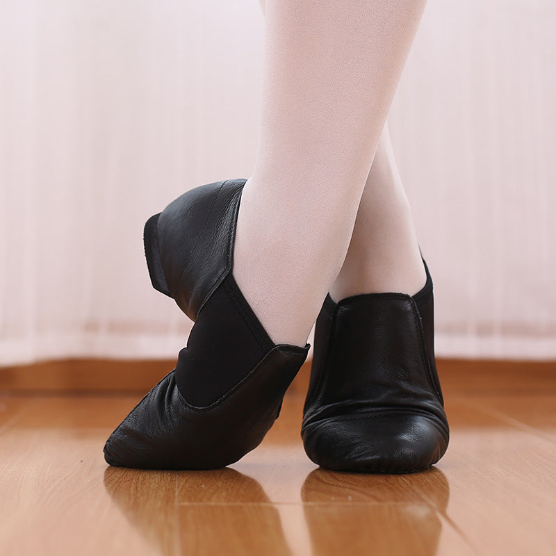 missfiona Leather Jazz Shoes Womens Slip On Dance Boots Ballroom Flat for Kids/Men