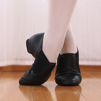 missfiona Leather Jazz Shoes Womens Slip On Dance Boots Ballroom Flat for Kids/Men