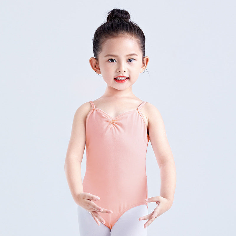 Girls Camisole Dance Leotard Kids Mesh Low V Back Ballet Gymnastic Leotard Activewear