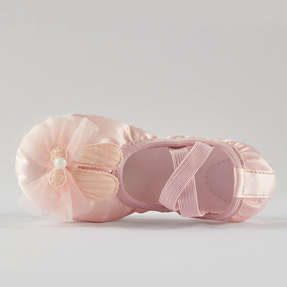 missfiona Pink Satin Ballet Dance Shoes for Girls Kids Bowkot Dancing Slippers for Women